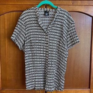 Brown and White East 5th Pleated Blouse